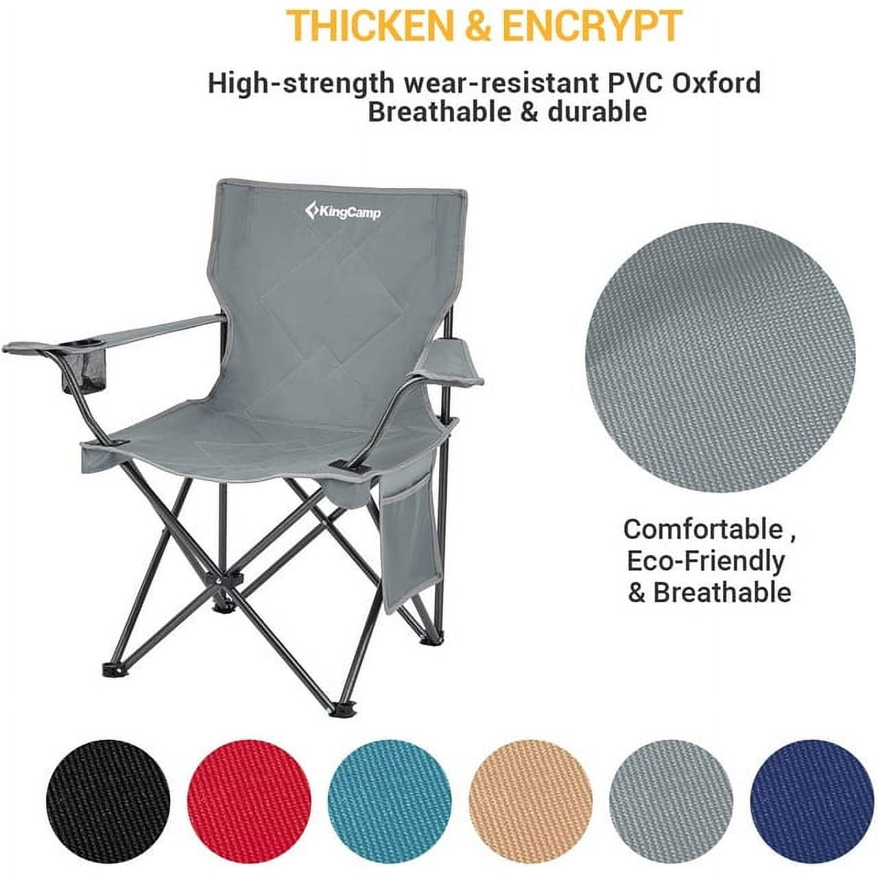 KingCamp Camping Chair for Adults Folding Portable Lawn Chairs for Outdoor Support 220lbs Black