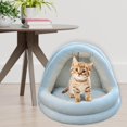 thumbnail image 3 of Cat Bed, Pet Tent, Warm Removable Cushion with Hanging Toys, Semi Enclosed Dog M Light Blue, 3 of 7