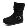thumbnail image 4 of SYMSHOES Girls Winter Boots Mid-Calf Faux Suede Slouch Boots with Buckle Black Pull-On Kids Fashion Boots for Girls,Size 30, 4 of 9