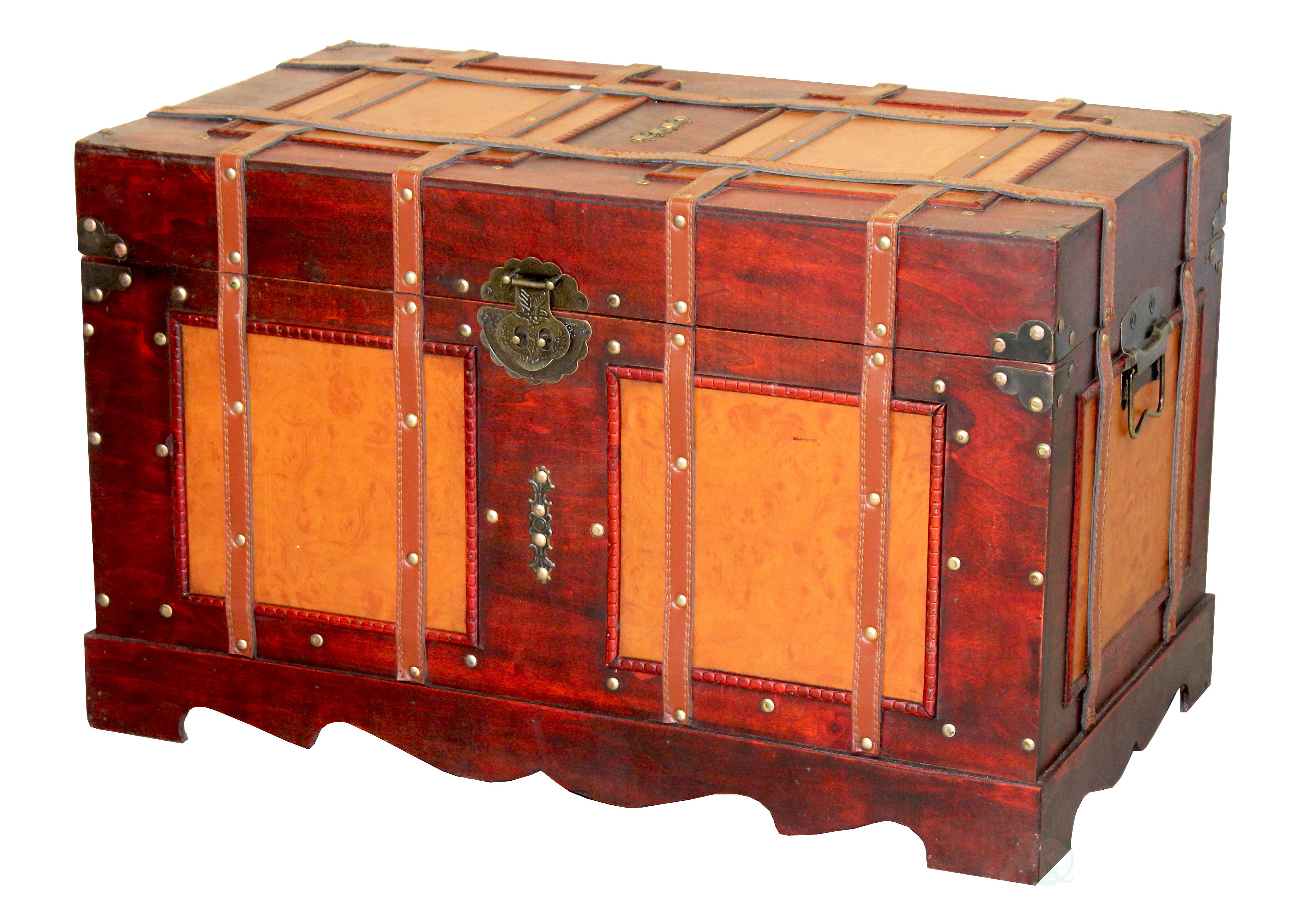 Large Antique Style Steamer Trunk, Decorative Storage Box