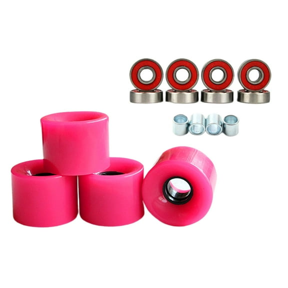 4pcs 78A High Flexibility Quad Roller Skate Wheels with Bearings Installed Skateboard Wheels for indoor e outdoor Roller Skating Rose Red
