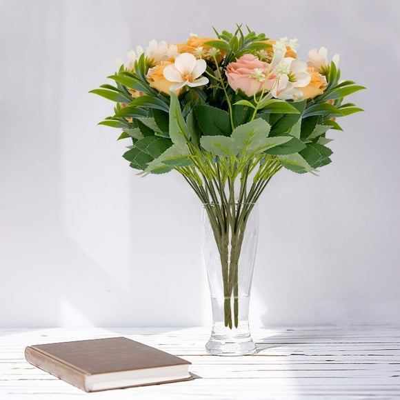Artificial Camellia Rose Vase Arrangement | Home Décor Faux Flower Centerpiece | Silk Realistic Fake Floral Bouquet | Indoor Outdoor Wedding Prop | Lifelike Decorative Accent