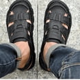 thumbnail image 3 of men's Sandals summer leisure leather soft soles for middle-aged and elderly fathers anti slip beach sandals slippers trend, 3 of 7