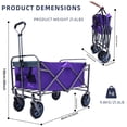 thumbnail image 2 of Collapsible Folding Wagon Cart, Beach Trolley Foldable Cart  with Adjustable Handle, Heavy Duty 150 LBS Capacity Utility for Grocery Outdoor Garden Shopping Fishing, Purple, 2 of 5