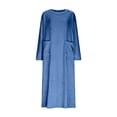 thumbnail image 5 of BLTIBY Womens Winter Fuzzy Robes Round Neck Nightgown Pullover Nightwear Fleece Cozy Warm Loungewear Sleep Dress with Pockets Navy XXL, 5 of 7