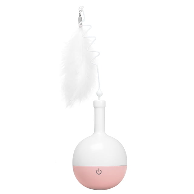 Balle Distributrice Interactive pour Chat avec Plume, Distributeur de Nourriture à Alimentation Lente, Balle pour Chat d'Intérieur, Jouets à Balle Auto-Rotative pour l'Entraînement Quotidien