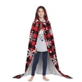 thumbnail image 3 of Honeii Buffalo Plaid Snowflakes Print Poncho Cape, Cloak Coat, Snuggly Hooded Wearable Blanket, Hooded Cape For Teenagers,Halloween Costumes-Small, 3 of 7