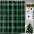 thumbnail image 3 of St Patrick Shower Curtain, 36" x 72", Christmas Green Black Plaid Waterproof Bathroom Curtain Washable Shower Curtain Set with 12 Hooks, 3 of 6