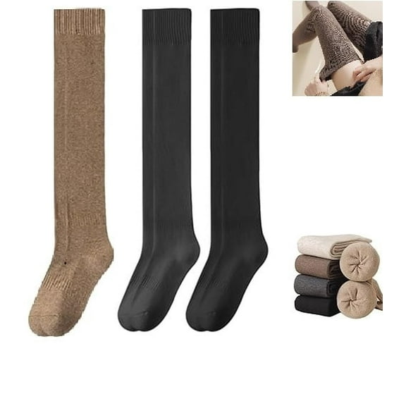 Warm Thigh High Boot Socks for Women - Ultra Soft Stretchy Breathable Knit Over-the-Knee Stockings(LR  3 PCS)