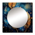 thumbnail image 2 of Designart "Boho Glam Gold Feathers On Cosmic Blue" Feathers Square Mirror For Wall Decor - Large Blue Square Printed Wall Mirror Art - Square Modern Mirror - Wall Mounted Square Large Mirror, 2 of 5