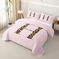 thumbnail image 3 of meiyoeat Pink Print Alphabet Quilt Full,Cheetah Bow Tie Initial Design Full Bedspread Sets For Girl,3 Pieces, 3 of 7