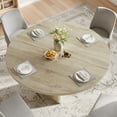 thumbnail image 4 of UHOMEPRO Round Dining Table, 47" Circle Kitchen Table for 4-6, Farmhouse Dining Room Table with Sturdy Wood Rectangle Base, Modern Dining Table for Dining Room Living Room, Natural(Only Table), 4 of 11