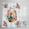 thumbnail image 4 of Easter Eggs Small Stall Shower Curtain, Waterproof Shower Curtains for Bathroom, Blue Floral Basket Leaves Rustic Botanical Washable Fabric Bath Curtain for Bathtub Decoration with Hooks 36x78 Inches, 4 of 9