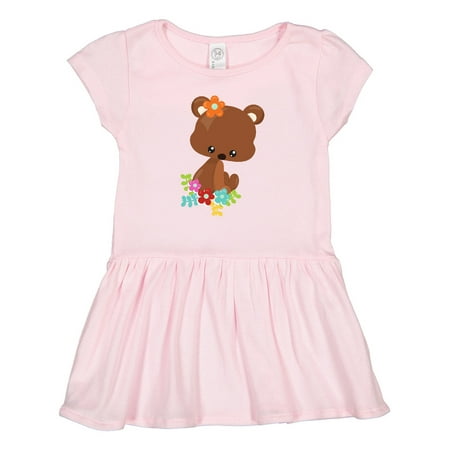 

Inktastic Spring Animals Cute Bear Little Bear Flowers Gift Toddler Girl Dress