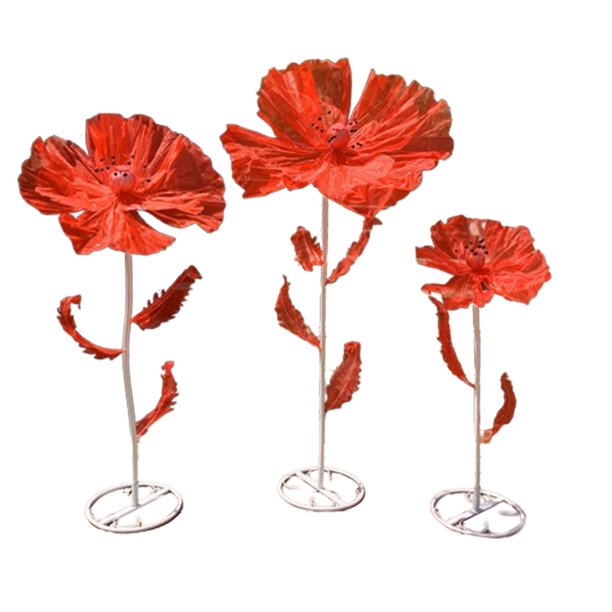 Fondo de flores gigantes Macarena de 3 piezas para decoración de bodas rojo