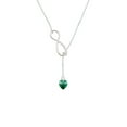 thumbnail image 2 of Delight Jewelry Green Crystal Heart Silver tone Elegant Infinity Lariat Necklace, 2 of 4