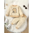 thumbnail image 2 of 2T Baby Boys Outfits 3T Boys Pant Sets Toddler Boys Long Sleeve Dinosaur Print Top Pants 2PCS Fall Winter Clothes Set Apricot, 2 of 6