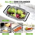 thumbnail image 5 of JUNCRAFT Stainless Steel Colander Set of 2, 6Qt and 8Qt Over the Sink Colander Large Capacity Strainer Basket with Extendable Rubber Grip Handles Home Kitchen Essentials, 5 of 8