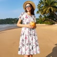 thumbnail image 4 of Naloa Rabbit And Carrot Print Womens Summer A-Line Dress with Pockets,Short Sleeve Dresses,Flowy Beach Swing Dress for Vacation Travel, 4 of 6
