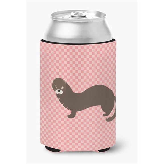 Carolines Treasures BB7868CC Russian or European Mink Pink Check Can or Bottle Hugger
