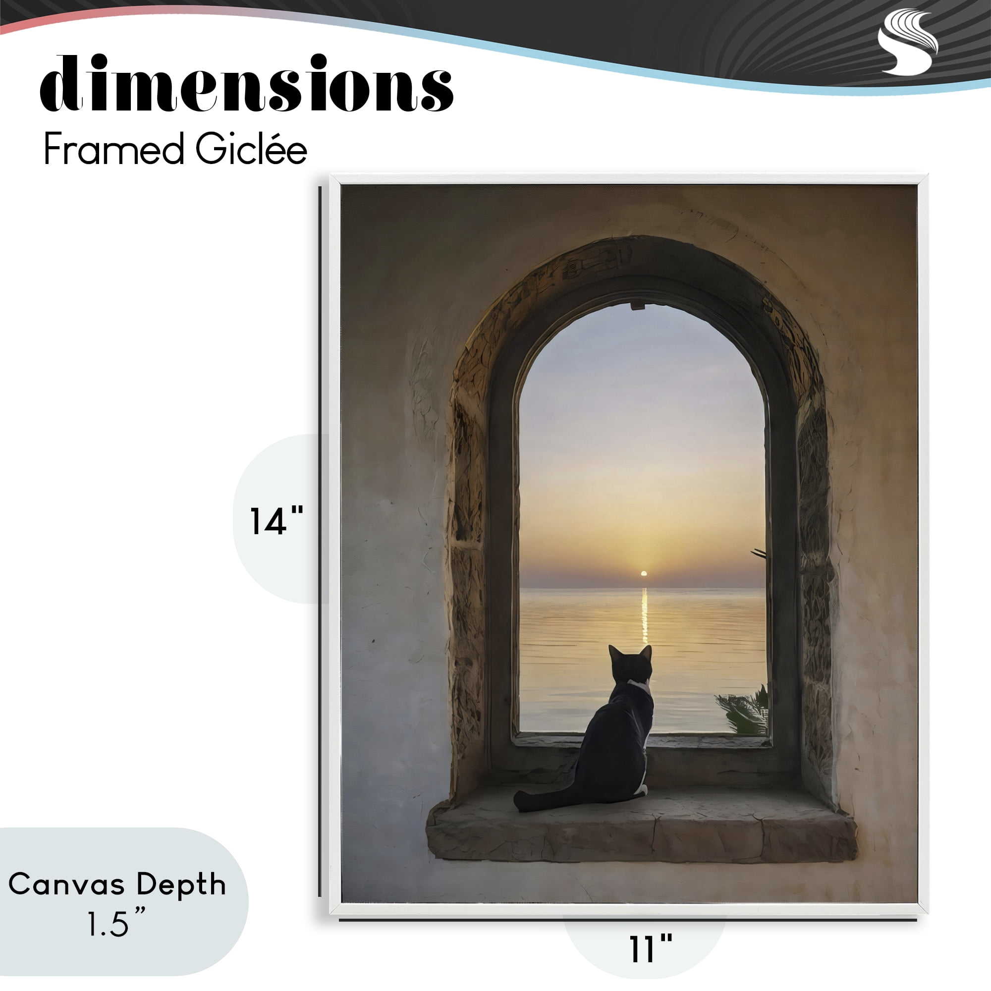 Stupell Industries Cat Overlooking Water at Sunset White Framed Giclee Art, design by Creative Studio