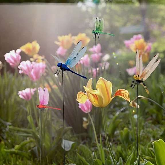 PURELY- 12×Fake Dragonfly Clips Clip On Dragonfly For Outdoors 3D Dragonfly Garden Decor