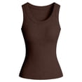 thumbnail image 7 of vigerkar Womens Sleeveless Crewneck Ribbed Tank Tops Casual Basic Summer Top Slim Fitted Racerback Shirts (Brown, XXL), 7 of 7