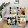 thumbnail image 2 of Sunshine Smile Sunflower Bee Pillow Covers Spring Yellow Bumble Bee Honey Farmhouse Decorative Throw Pillow Cover 16x16 Inch Summer Black and White Buffalo Plaid Cushion Case Set of 4, 2 of 6
