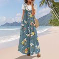 thumbnail image 2 of NMMUED Overalls for Women Loose Fit Linen Rompers Women Floral Overalls for Women One Piece Jumpsuits for Women Flowy Jumpsuits for Women, Light Blue 3XL, 2 of 7