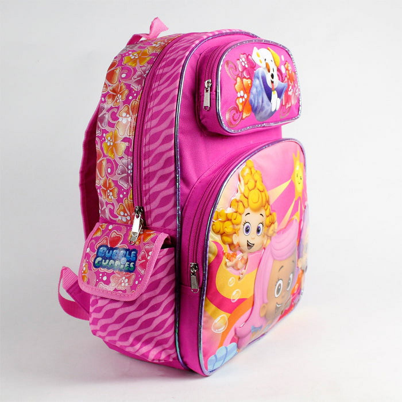 full size pink molly, oona, and deema bubble guppies backpack