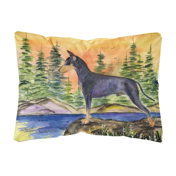 Caroline's Treasures SS8419PW1216 Manchester Terrier Decorative   Canvas Fabric Pillow, 12H x16W, multicolor