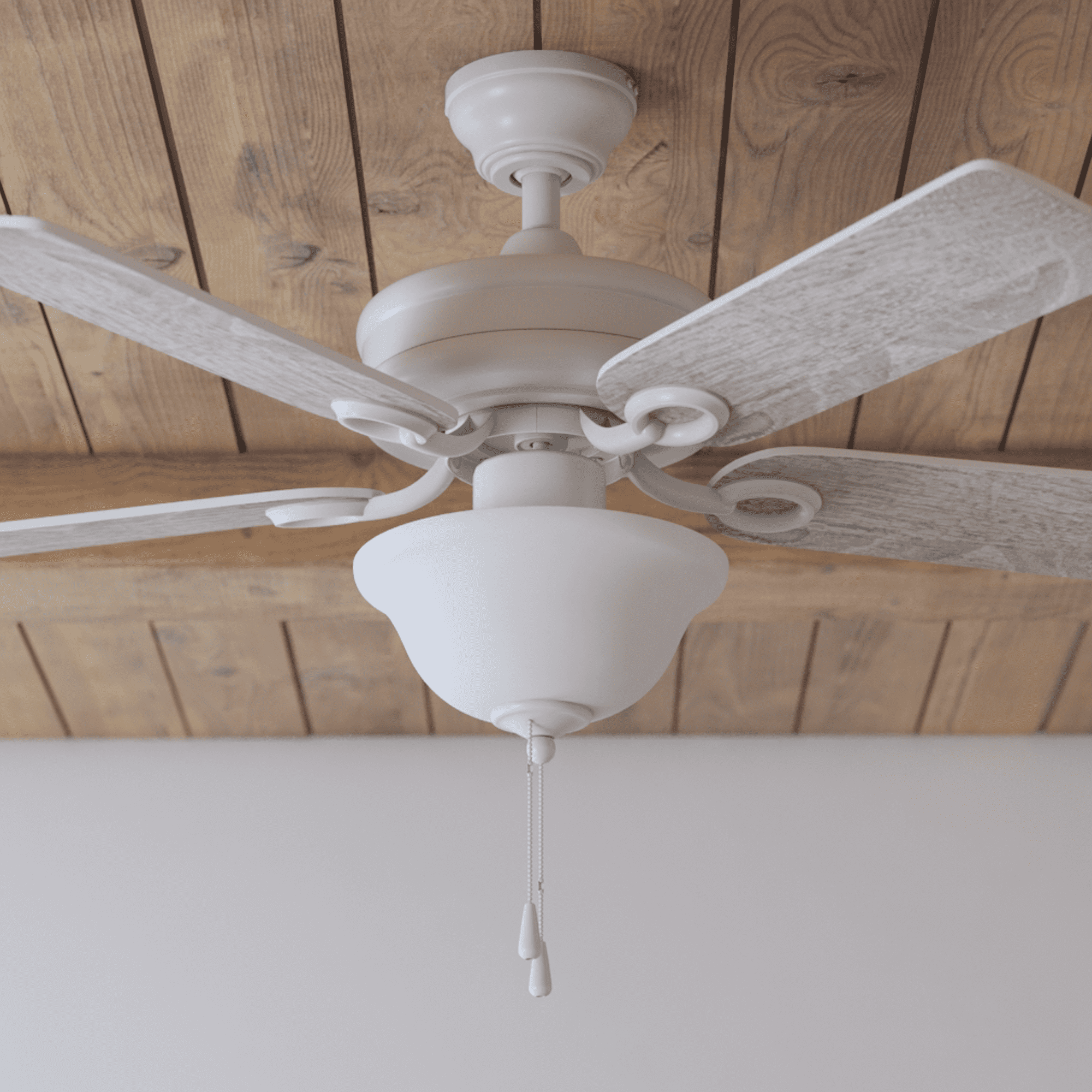 Mainstays 44" White Traditional Indoor Ceiling Fan with Light, 5 Blades, Pull Chains & Reverse Airflow,