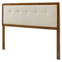 Tufted Headboard, King Size, Wood, Fabric, Brown Walnut Beige, Modern Contemporary Urban Design, Bedroom Master Guest Suite