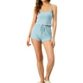 thumbnail image 2 of Conjuntos de pijama para mujer INSPIRE CHIC, camisetas de punto con pantalones cortos, 2 piezas, ropa de dormir XL azul claro, 2 of 6