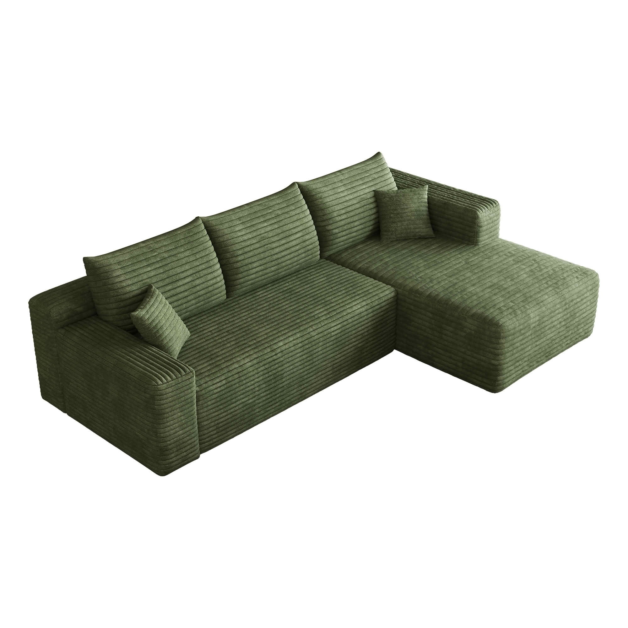 MAYEERTY 95 Inch L‑Shaped Cloud Sectional Sofa, Modern Minimalist Deep‑Seat Corner Couch, Plush Corduroy Upholstered Reversible Sofa, No‑Assembly Required for Living Room Bedroom Apartment