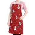thumbnail image 5 of Red Christmas Snowman Apron-Garden Aprons for Women with Pockets-Cotton Linen Waterproof Kitchen Cooking Gardening Aprons Adjustable for Kitchen,Cooking,BBQ and Salon 32"x27", 5 of 7