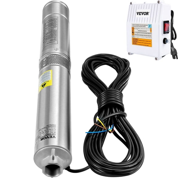 1.5HP Deep Well Submersible Pump, 115V/60Hz, 37GPM 276ft Head, 4" Stainless Steel, 33ft Cord w/ Control Box, IP68 Waterproof for Industrial, Irrigation, Home