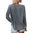 thumbnail image 3 of Yuemengxuan Women Casual Solid Color Stylish Long Sleeve Round Neck T-shirt with Pocket, 3 of 5