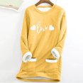 thumbnail image 2 of Pisexur Chandails en Molleton Doublés en Polaire pour Femmes Hiver Chaud Manches Longues Col Rond Chandail en Molleton Mode Imprimé Cœur Chandail Tops Décontracté Thermique avec Poches, 2 of 4