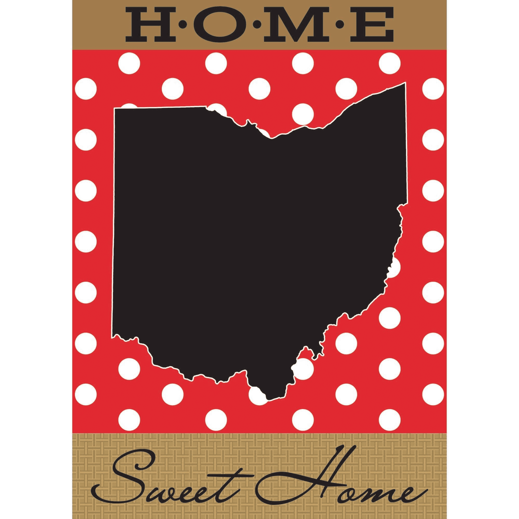 Magnolia Gardens M010105 13 x 18 in. Double Applique Ohio Home Sweet Home Burlap Garden Flag