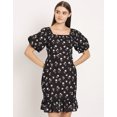 thumbnail image 5 of Moomaya Printed Square Neck Sheath Dress, Puff Sleeve Short Ruffle Hem Dress, 5 of 9