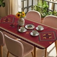 thumbnail image 3 of Red Table Cloths for 3 Foot Rectangle Tables, Boho Vintage Ethnic Tribe Abstract Art Retro Patio Waterproof Elastic Fitted Tablecloths, Washable Rectangular Table Cover for Camping, 3 of 8