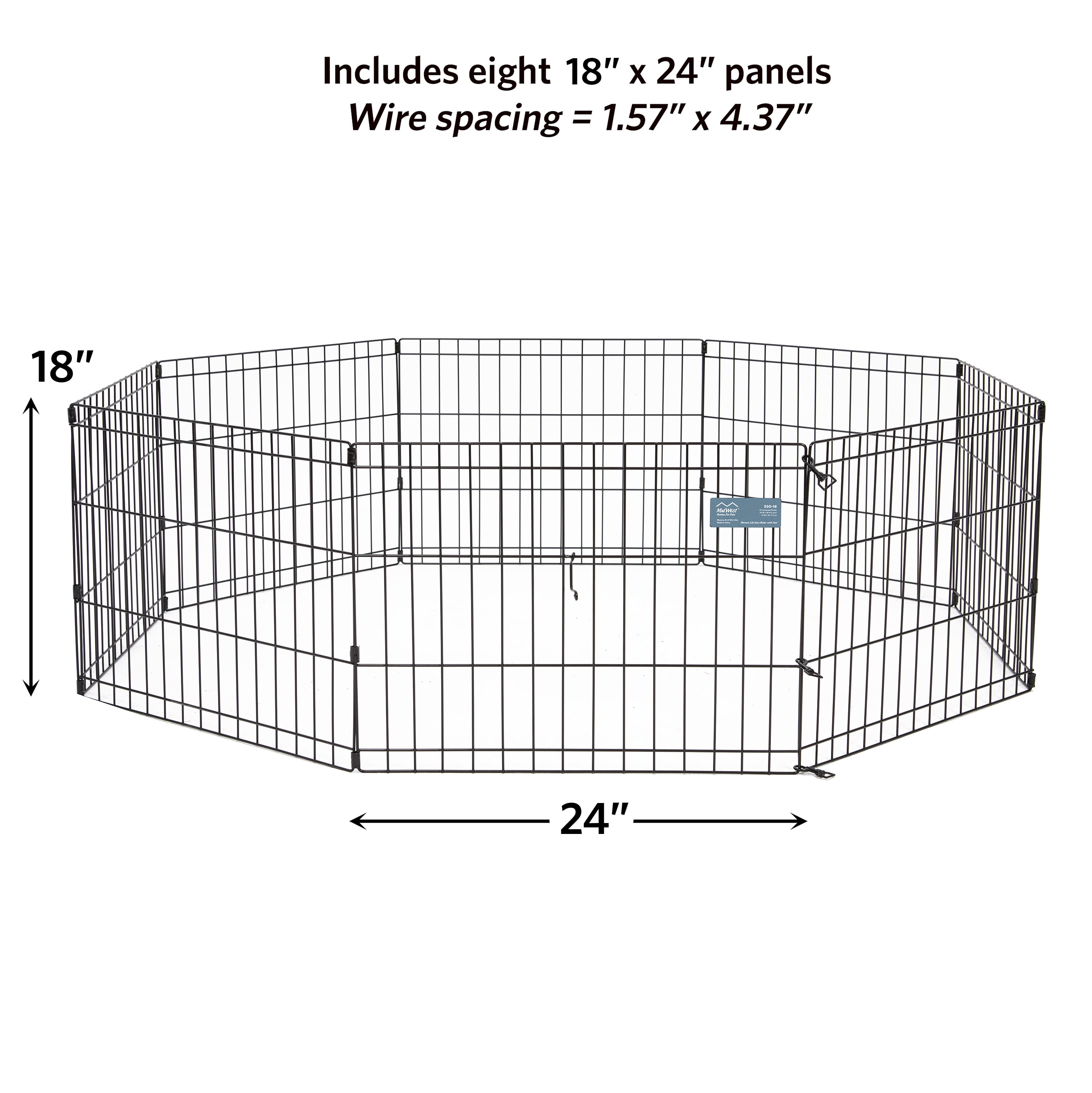 MidWest Homes for Pets 18-inch Exercise Pen, for Indoor and Outdoor use, 16 Sq Feet of Play, Folding Dog Pen, No Door Design for Maximum Security, Easy to Set Up, Foldable Dog Playpen