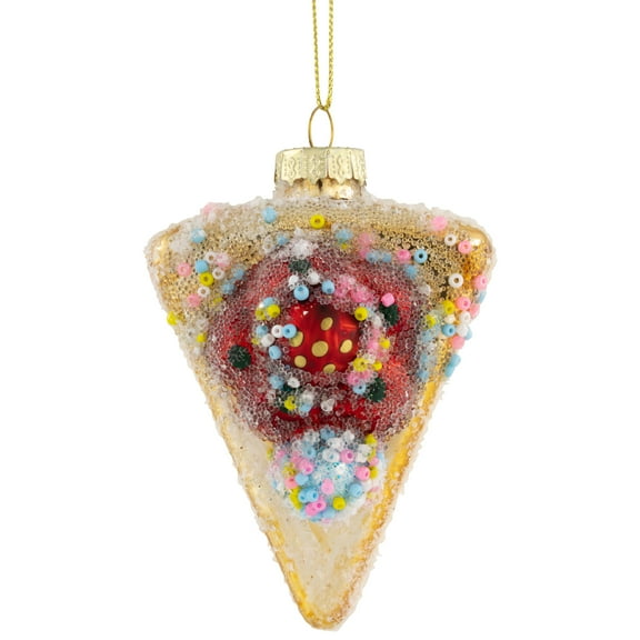 Northlight 3" Double Layer Slice of Cake Glass Christmas Ornament