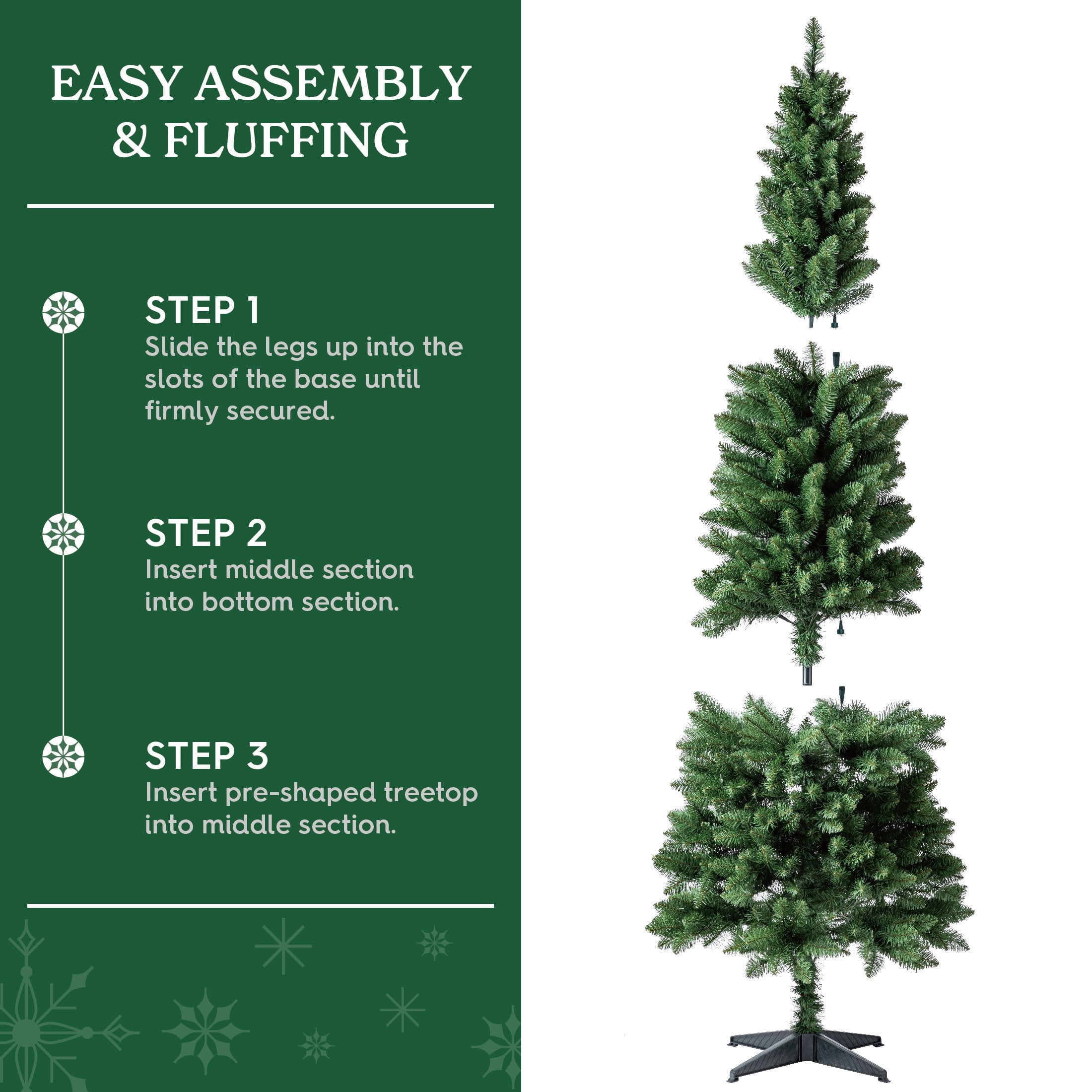 7' Pre-Lit Brinkley Pine Green Artificial Christmas Tree with 250 Warm White LED Lights and Stand, by Holiday Time