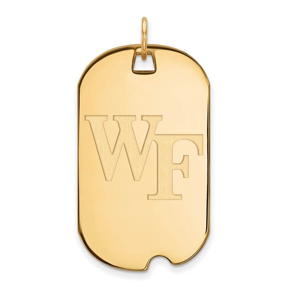 14k Yellow Gold Logoart Wake Forest University Large Dog Tag Pendant Necklace
