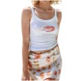 thumbnail image 3 of Women's Tanks Lightweight Ribbed Print Vest for Everyday Wear Orange S, 3 of 5