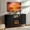 Black, variant on 58" Electric Fireplace Heater TV Stand for 65" TVs, Wood Fake Fireplace Heater, Brown Electric Fireplace Entertainment Center with Doors and Adjustable Shelf