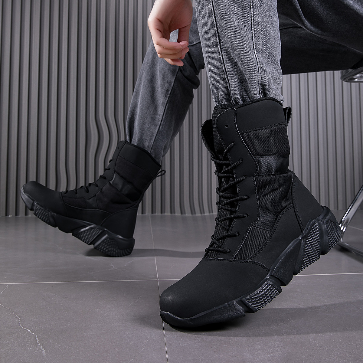 VOVORY Fashion Mens Dress Boots Lightweight EVA Outsole Male Hiking Boots Women Outdoor Casual Walking Shoes