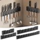 thumbnail image 1 of Soporte y organizador de cuchillos montados en la pared con ganchos para utensilios - Almacenamiento de cocina de acero al carbono elegante y que ahorra espacio, 1 of 4